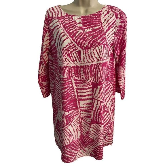 Buddy Love Super Beachy Pink Shift Dress. Palm design. Size Small. - Picture 1 of 6